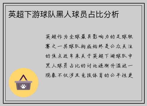 英超下游球队黑人球员占比分析